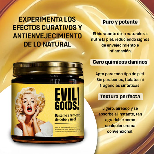 EVIL GOODS® - Bálsamo de sebo de res y miel Anti-Envejecimiento (AUTENTICA PRESENTACIÓN)