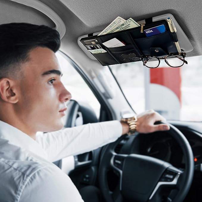 Organizador de visera para carro tipo cuero