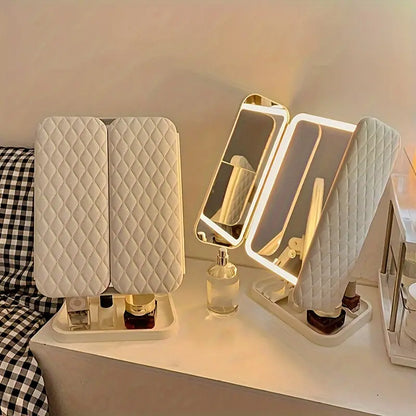 BeautyGlass || Espejo de maquillaje de tres pliegues con LUZ LED