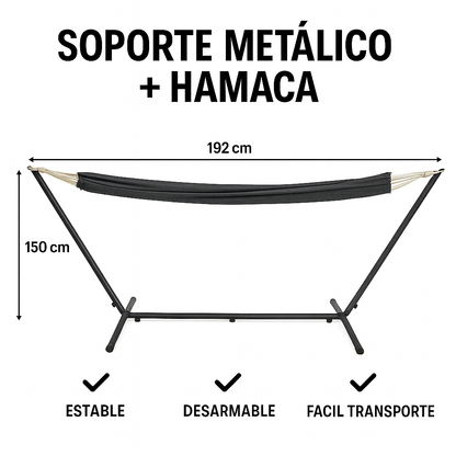 Hamaca + Soporte Metalico + Bolsa de Transporte | Aguanta 200 KG